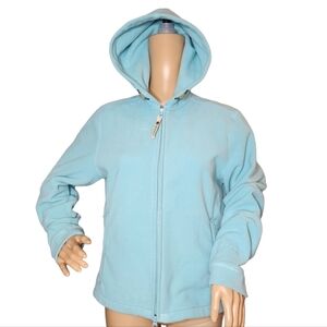 Woolrich fleece zip up hoodie. Tiffany blue.  Size M